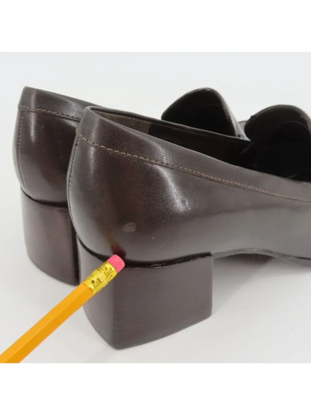 Bandolino VISIONARY Women 8 M Solid Brown Leather Block Heel Shoes Pumps Loafers